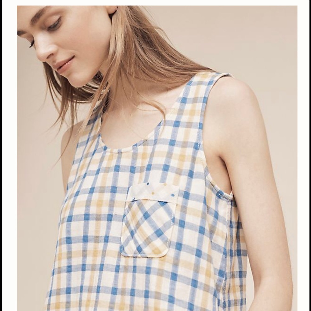 Anthropologie Maeve Brandywine Plaid Top